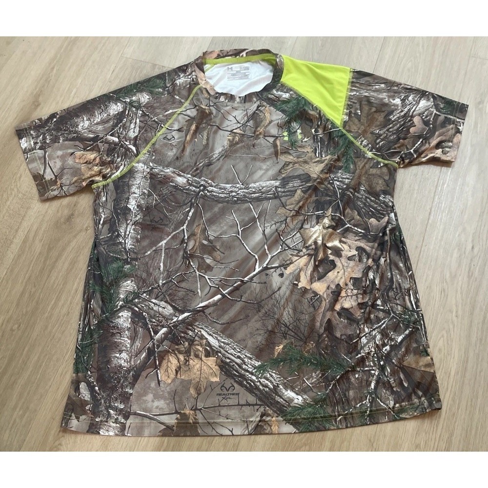 Under Armour Heat Gear RealTree Short Sleeve Camo Shirt Mens XL Compression